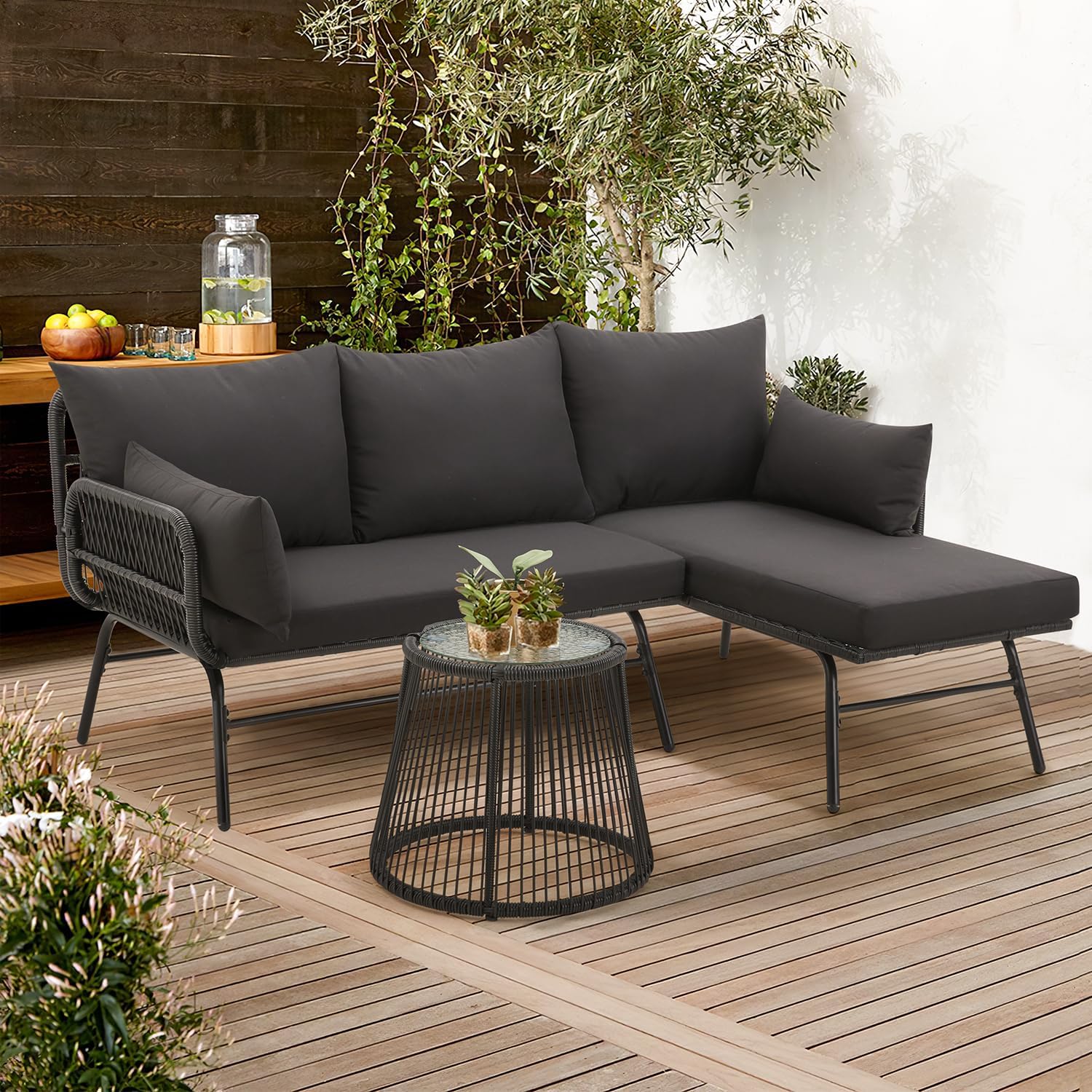 Outdoor Furniture Rattan - 3 Parçalı Dış Mekan Veranda Rattan