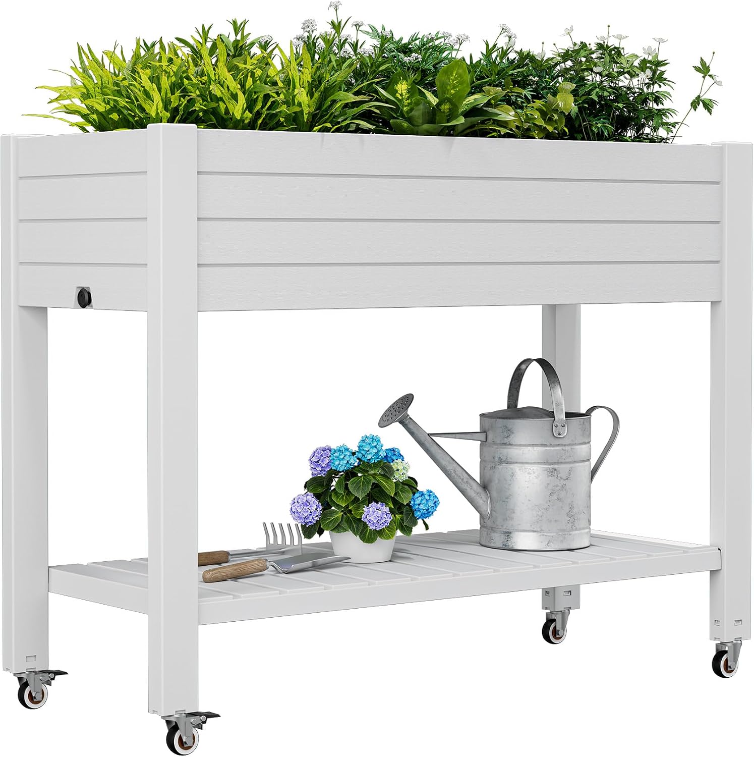 Garden Storage Box - 33.7 İnç Yüksekliğinde, Kilitlenebilir Tekerlekli, Bölünebilir