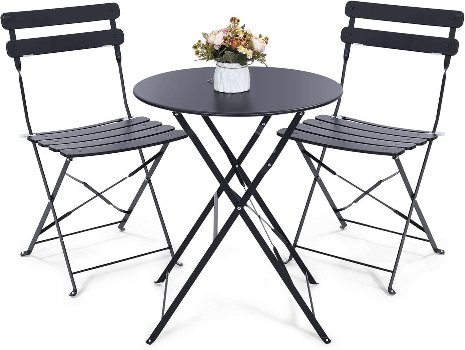 Outdoor Furniture One Piece - Yer tasarrufu sağlayan siyah 3 parçalı