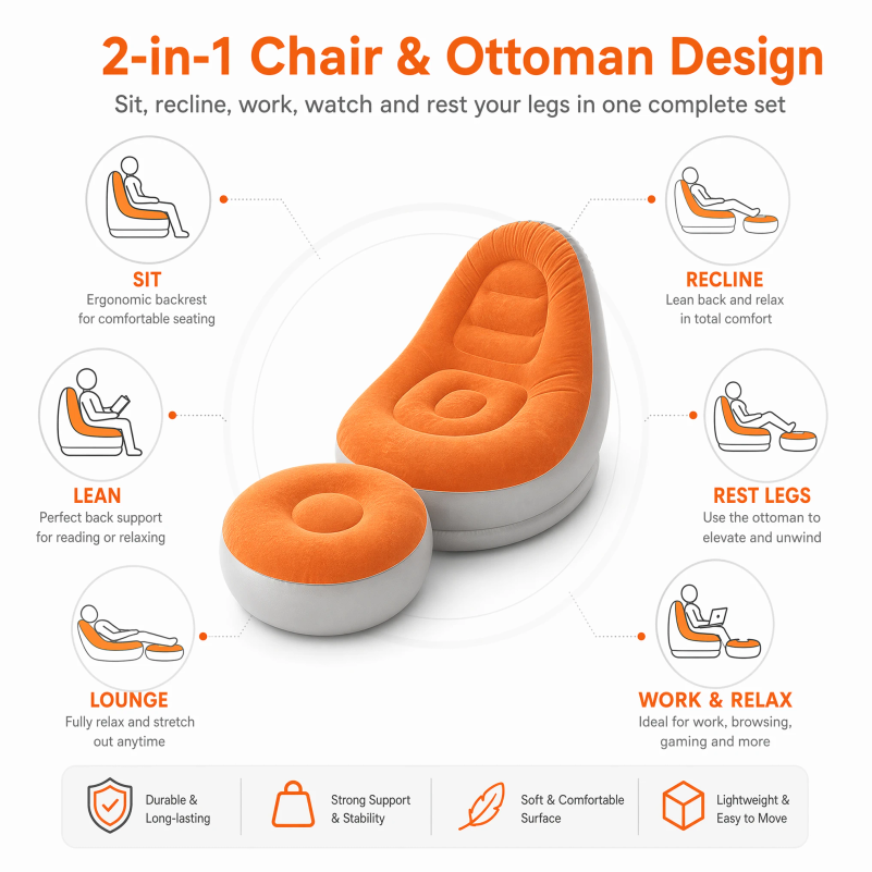 Flok Kaplamalı Şişme Tembel Ko - Outdoor Furniture Philippines incelemesi ve fiyatı