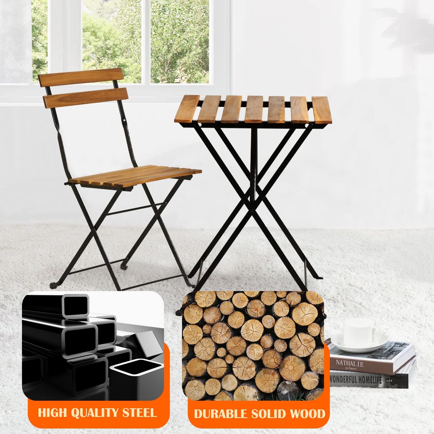 Doğal ahşap 3 parçalı katlanab - Outdoor Furniture One Piece incelemesi ve fiyatı