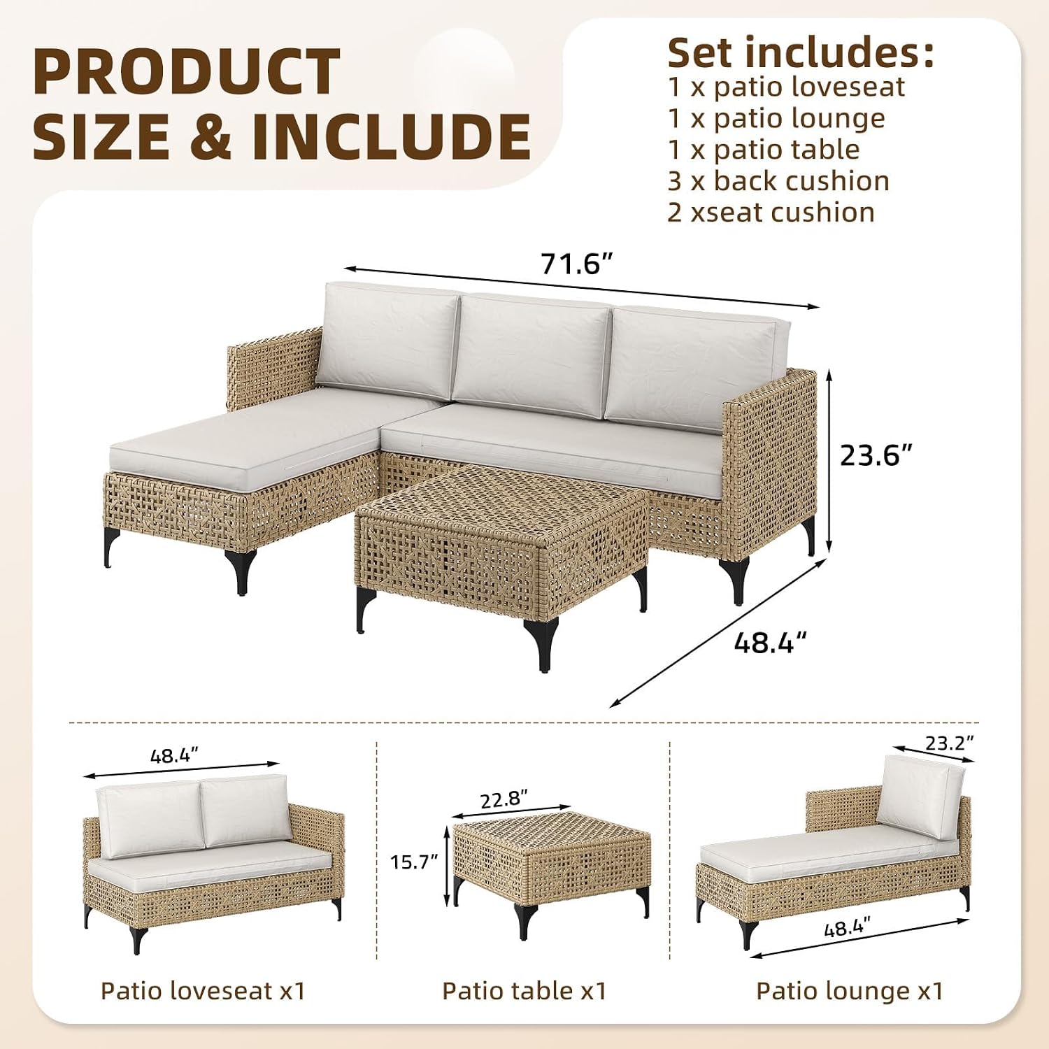3 Parçalı Hasır Bahçe Koltuk T - Outdoor Furniture Rattan incelemesi ve fiyatı